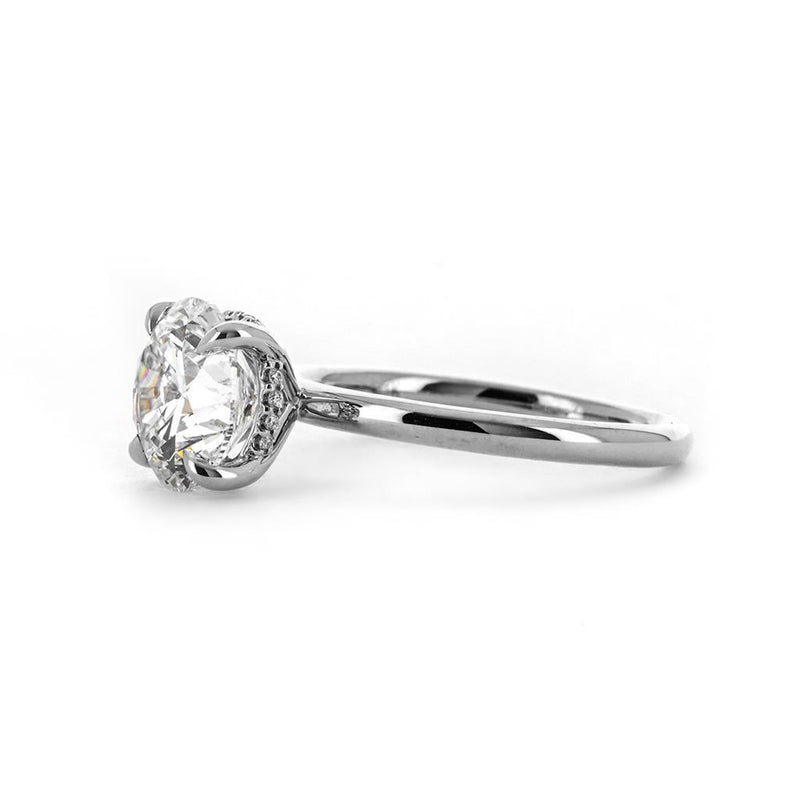 1.79ctw Round Moissanite Engagement Ring, Hidden Halo - 950 Platinum