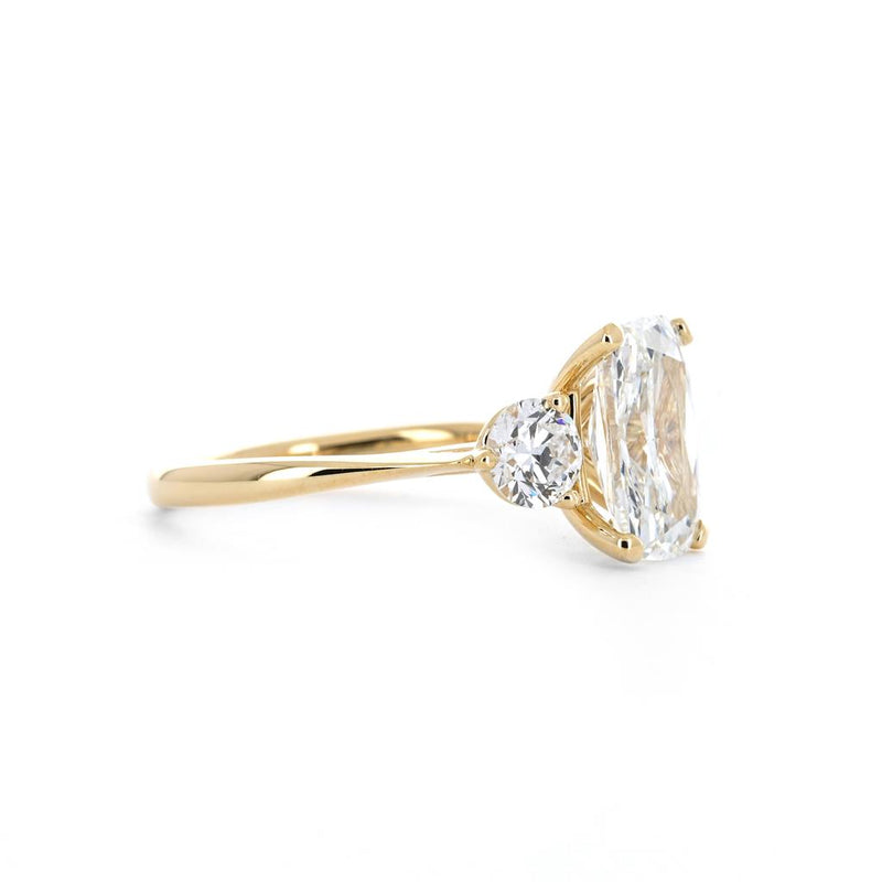 3.03ctw Cushion Three-Stone Diamond Lab Grown Engagement Ring - 14k Yellow Gold