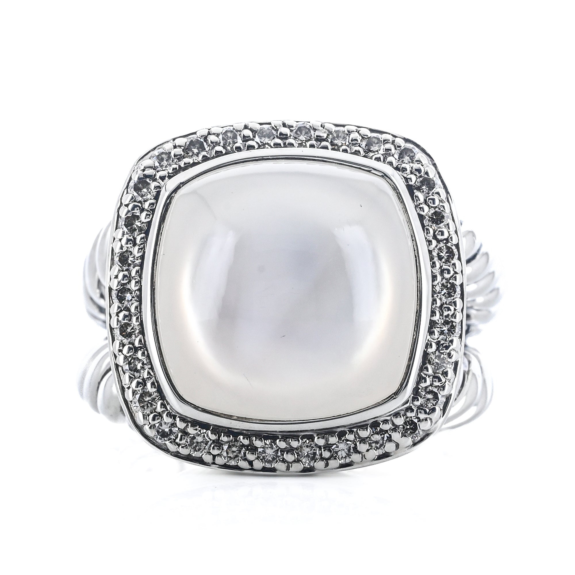 David Yurman | .34CTW Diamond + Moonstone Albion Ring, Size 7.5
