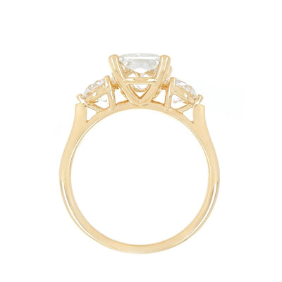 3.03ctw Cushion Three-Stone Diamond Lab Grown Engagement Ring - 14k Yellow Gold