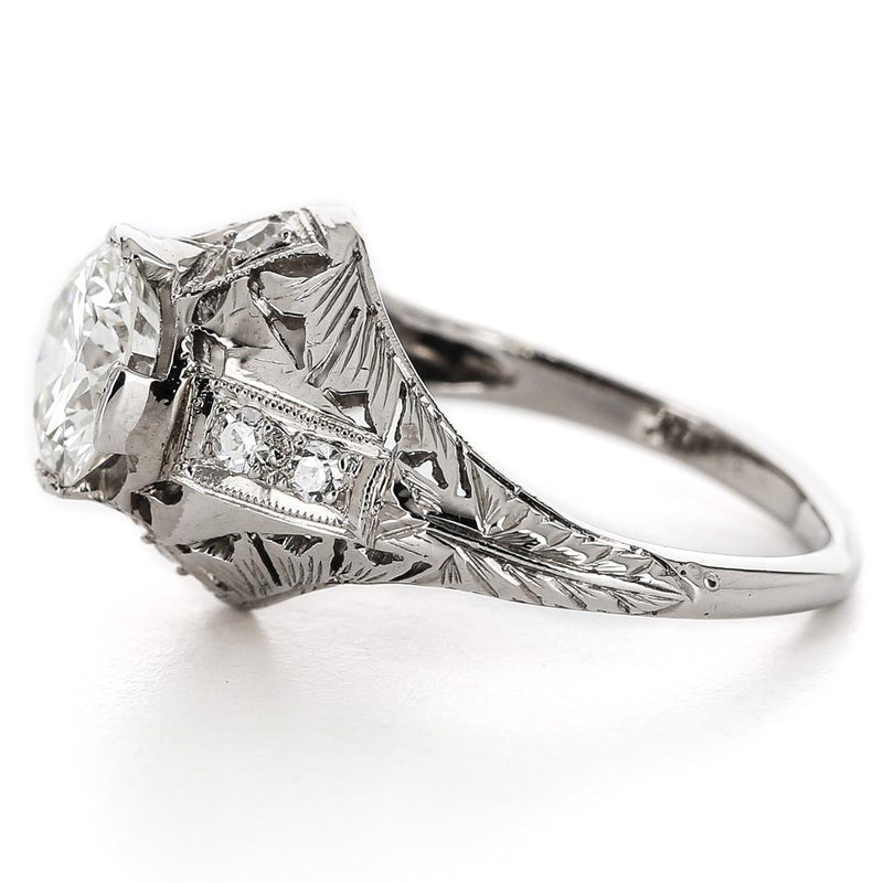 1.12ctw Vintage Round Diamond Engagement Ring - 950 Platinum