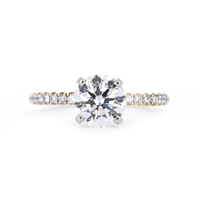 1.76ctw Round Lab-Grown Diamond Engagement Ring, Pavê Band - 14k Multi-Tone Gold