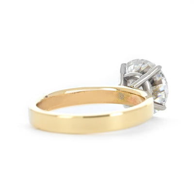 2.95ct Round Moissanite Engagement Ring, 3mm Band - 14k Multi-Tone Gold