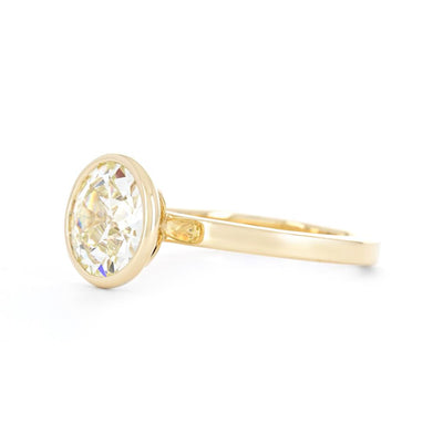 2.62ct Old European Diamond Engagement Ring, Modern Petite Bezel, 2mm Band - 14k Yellow Gold