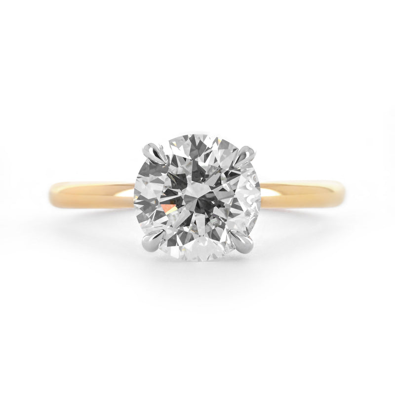3.11CTW Round Lab Grown Diamond Engagement Ring, Signature Solitaire - 14K Multi-Tone Gold