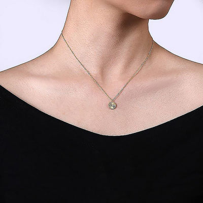 0.02ctw Fluted + Beaded Diamond Pendant Necklace