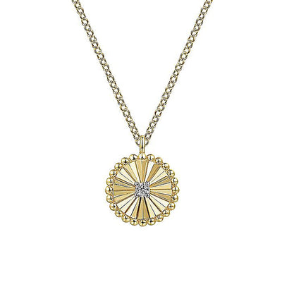 0.02ctw Fluted + Beaded Diamond Pendant Necklace