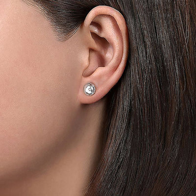 Hammered Dome Stud Earrings - 925 Sterling Silver