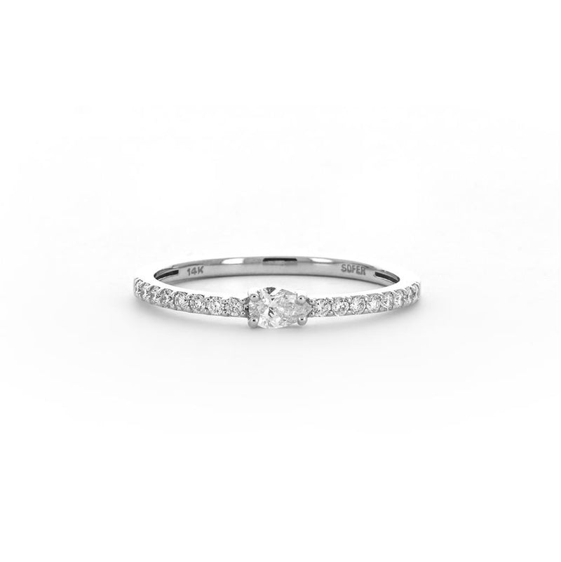 0.29ctw Pear Diamond Engagement Ring - 14K White Gold