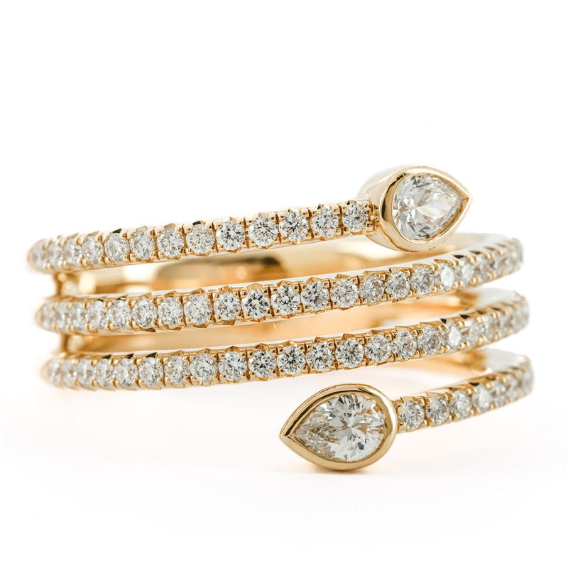 .80CTW Pear Diamond Ring - Bezel, Pave, Wrap - 14K Yellow Gold