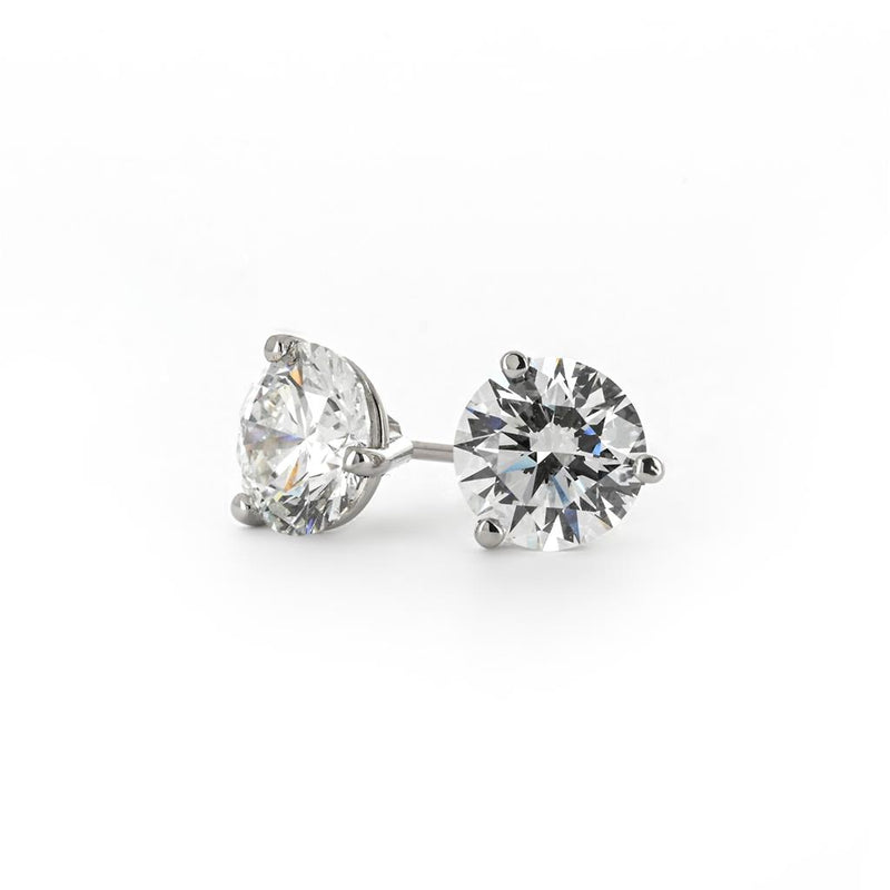 2.01ctw Round Lab Grown Diamond Stud Earrings, Martini - 14K White Gold