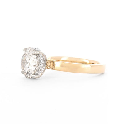 3.83ctw Round Diamond Engagement Ring, 3mm - 14K Multi-Tone Gold