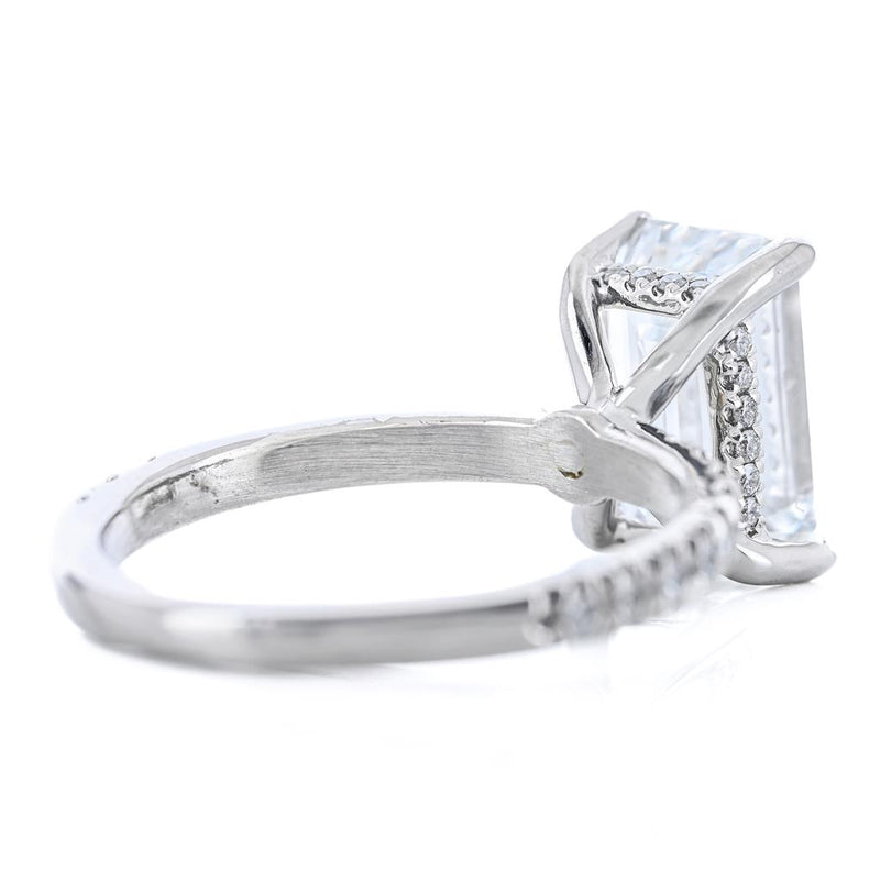 3.57 Emerald Lab-Grown Diamond Engagement Ring - Hidden Halo + Pavé - 950 Platinum