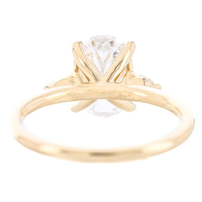 2.26CTW Oval + Pear Lab-Grown Diamond Three Stone Engagement Ring - 14K Yellow Gold