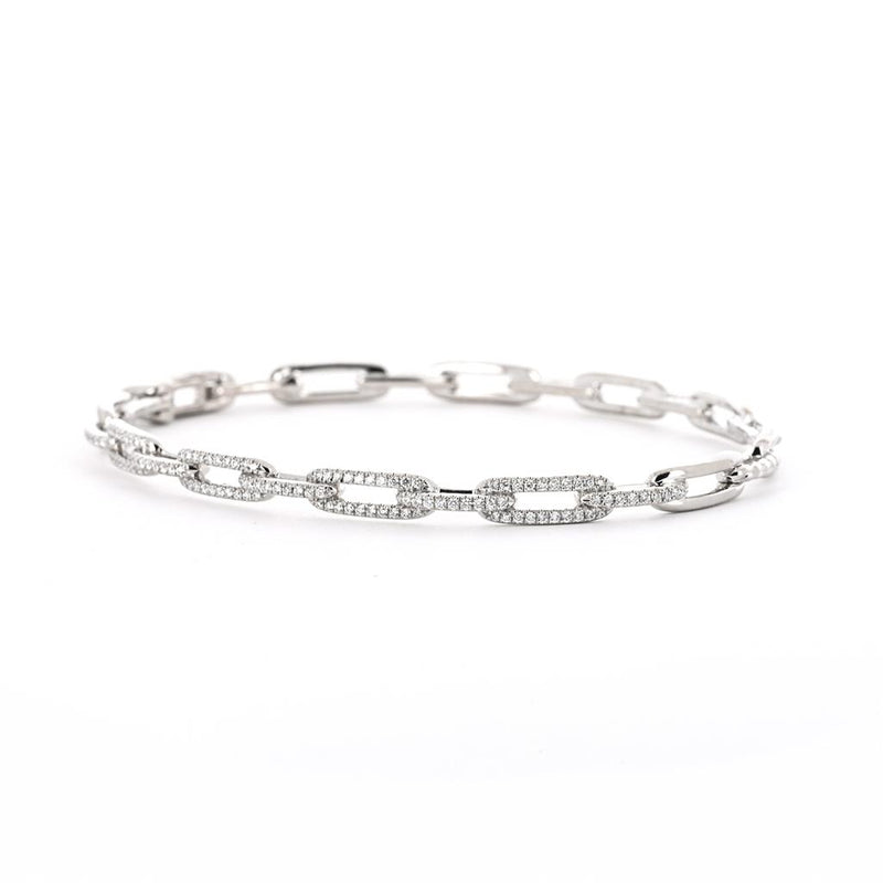 David Yurman | 0.41ctw Diamond Stax Chain Link Bracelet - 18K White Gold