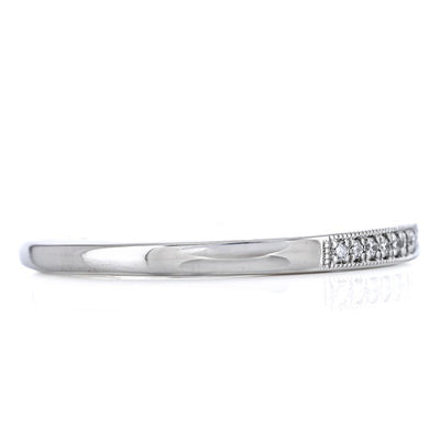 .11CTW Round Diamond Band, Size 4.5 - Bead and Bright Set - 14K White Gold