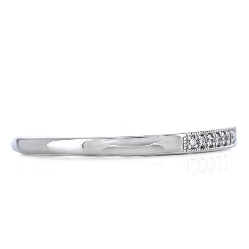 .11CTW Round Diamond Band, Size 4.5 - Bead and Bright Set - 14K White Gold