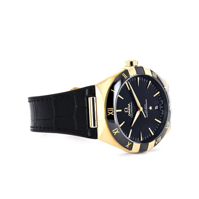 Omega 41mm Constellation, Black Dial, Leather Strap, Yellow Gold - 131.63.41.21.01.001