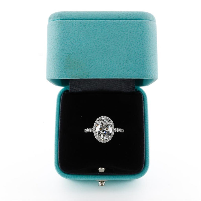 Tiffany and Co. | 2.93CTW Oval Soleste Diamond Engagement Ring, Size 6.5 - Halo - 950 Platinum
