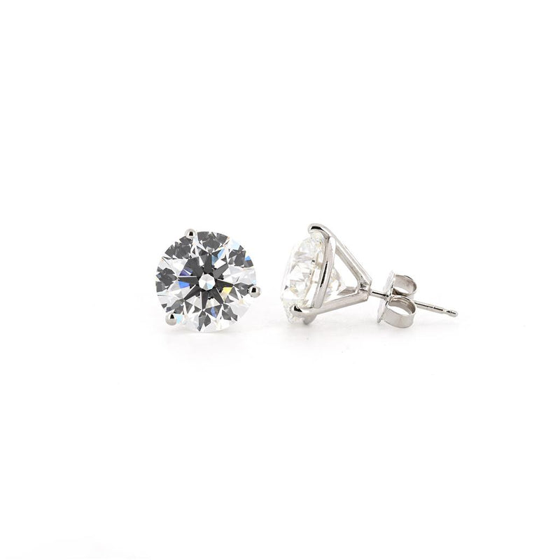 7.6ctw Round Diamond Stud Earrings - 14kWhite Gold