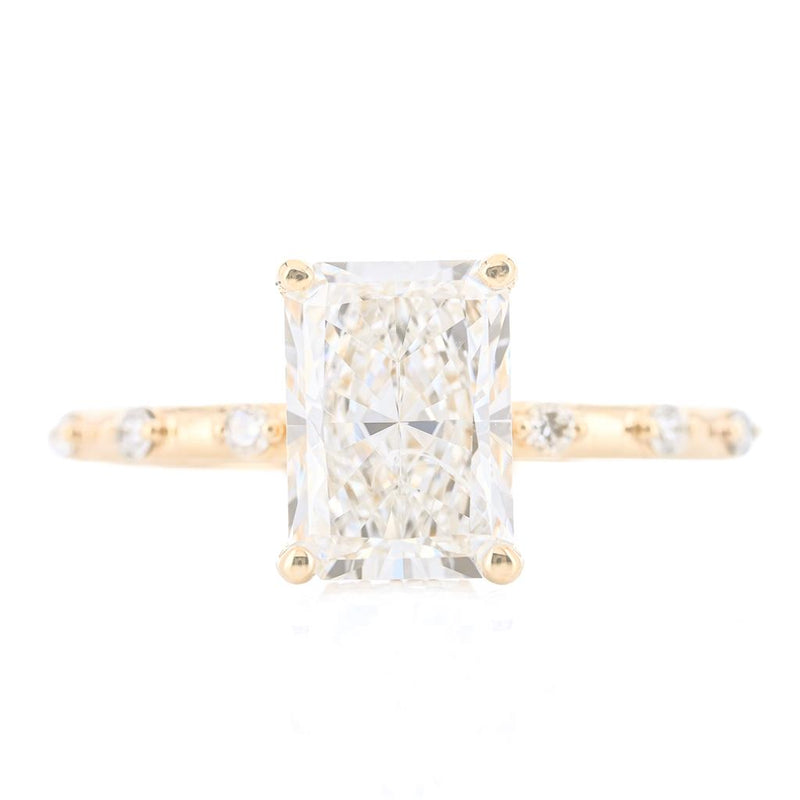 2.07CTW Radiant Lab Grown Diamond Engagement Ring - Hidden Halo + Sprinkle Band - 14K Yellow Gold