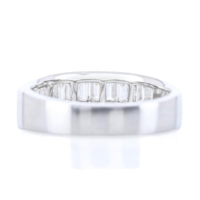.98CTW Baguette + Round Diamond Band - 14K White Gold