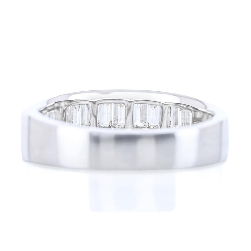 .98CTW Baguette + Round Diamond Band - 14K White Gold