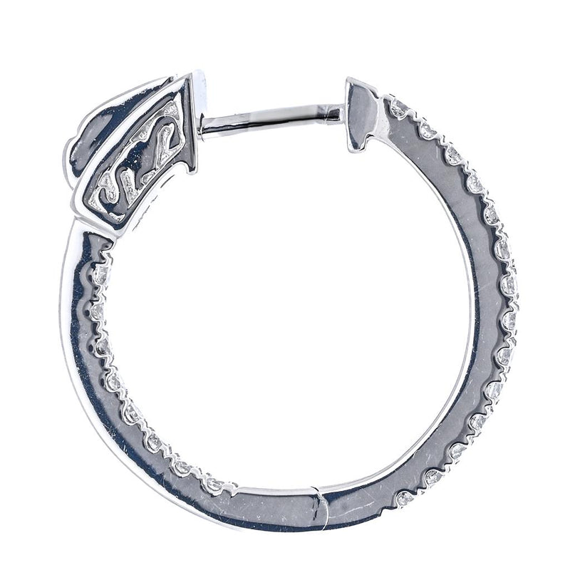.50CTW Diamond Hoop Earrings - 14K White Gold