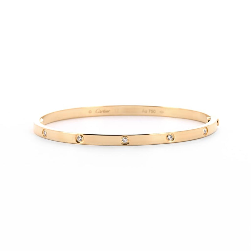 Cartier | 0.21ctw Love Bracelet, Size 17 - 18K Yellow Gold