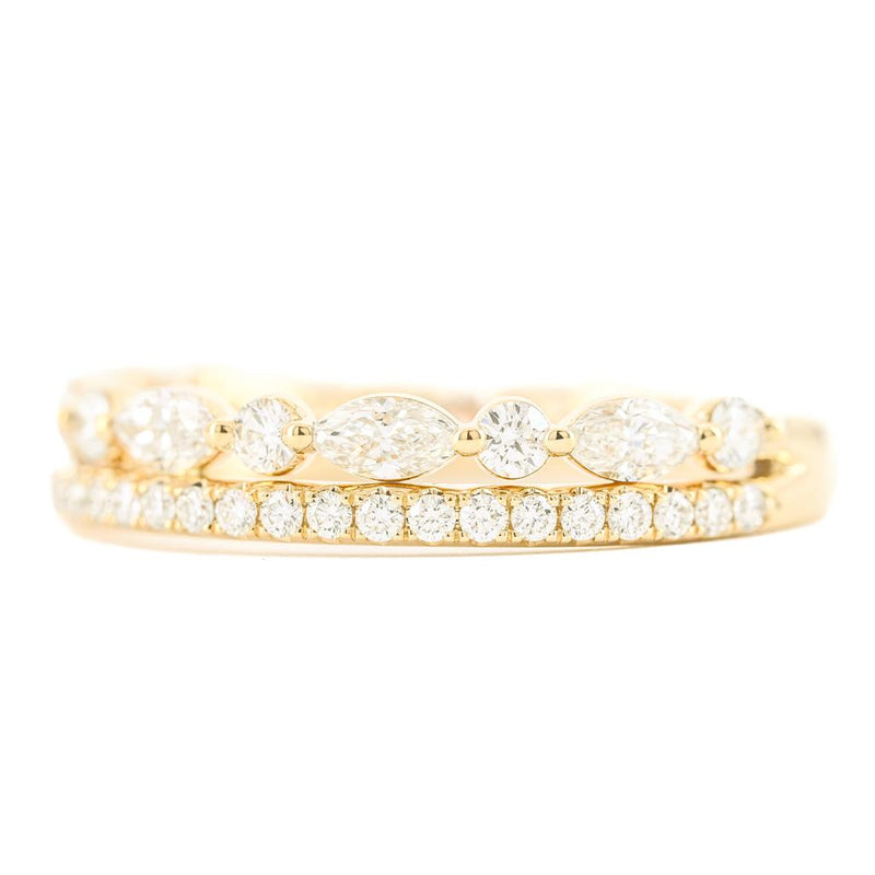 .69CTW Round + Marquise Alternating Diamond Band - Split Shank - 14K Yellow Gold