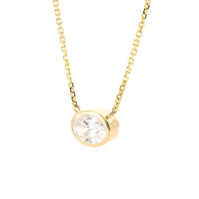 1.79ct Lab-Grown Oval Diamond Bezel Pendant, 18” – 14K Yellow Gold