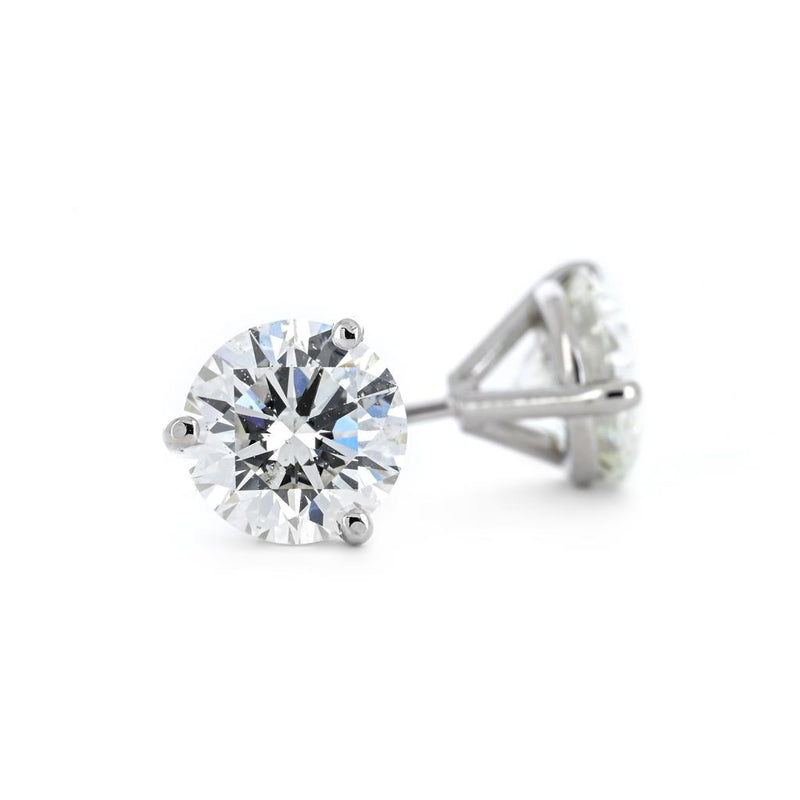 0.96ctw Round Diamond Studs - 14K White Gold