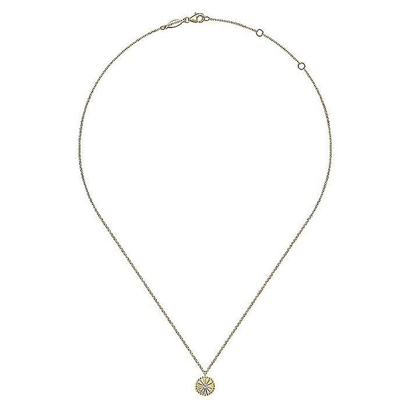 0.02ctw Fluted + Beaded Diamond Pendant Necklace