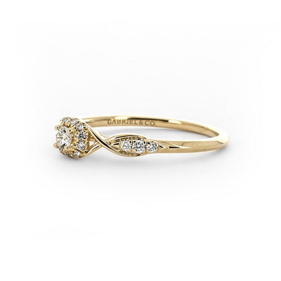 0.24ctw Diamond Engagement Ring - Halo Twist - Yellow Gold