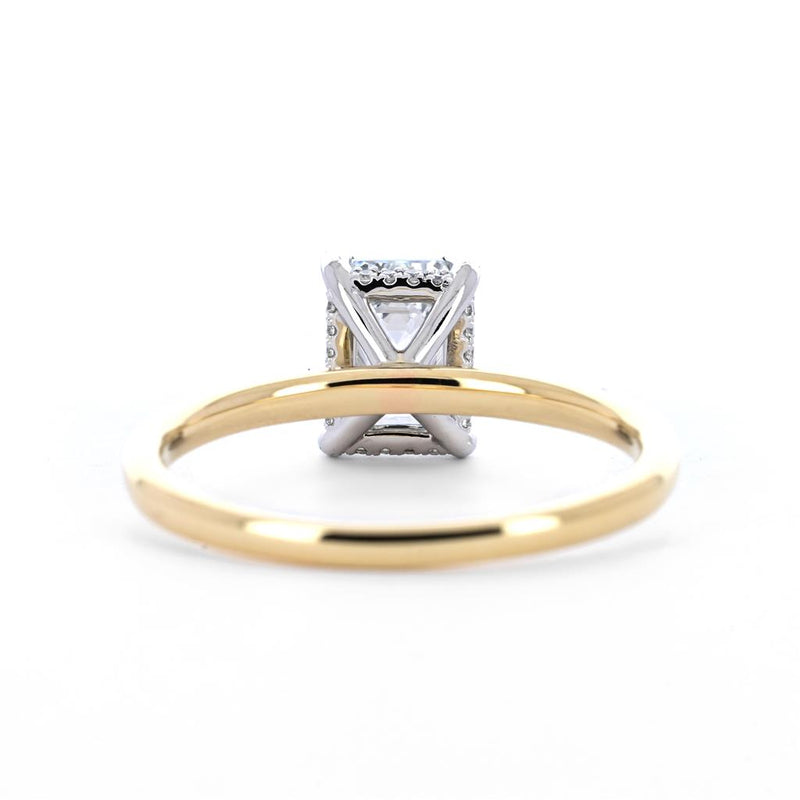 1.19ctw Emerald Lab-Grown Diamond Engagement Ring, Hidden Halo - 14k Multi-Tone Gold