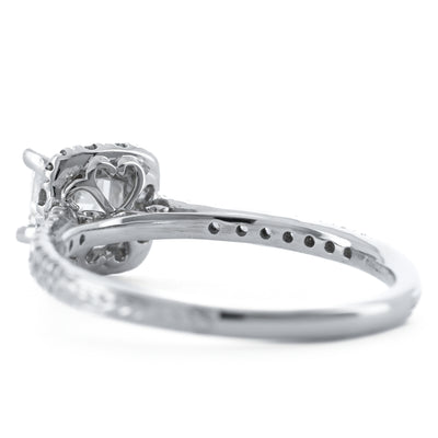 0.91CTW Princess Diamond Engagement Ring - Halo -  14K White Gold