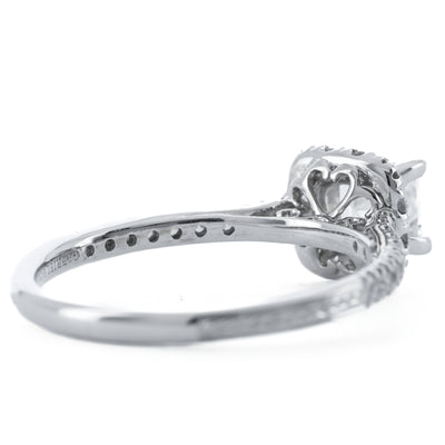 0.91CTW Princess Diamond Engagement Ring - Halo -  14K White Gold