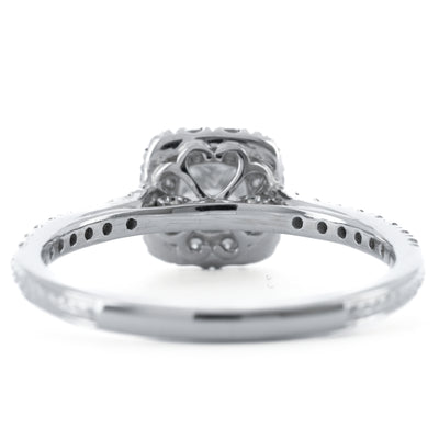 0.91CTW Princess Diamond Engagement Ring - Halo -  14K White Gold