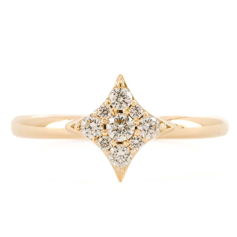 .26CTW Diamond Cluster Ring - Star - 14K Yellow Gold
