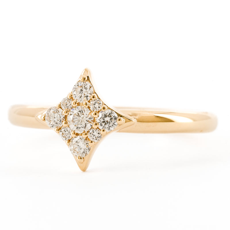 .26CTW Diamond Cluster Ring - Star - 14K Yellow Gold