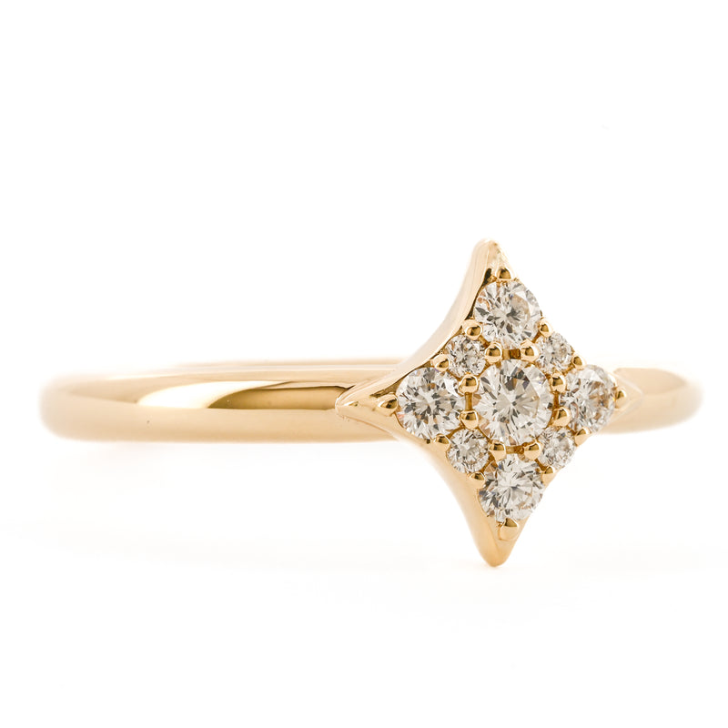 .26CTW Diamond Cluster Ring - Star - 14K Yellow Gold