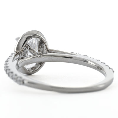 1.03CTW Oval Diamond Engagement Ring  - Halo - 14K White Gold
