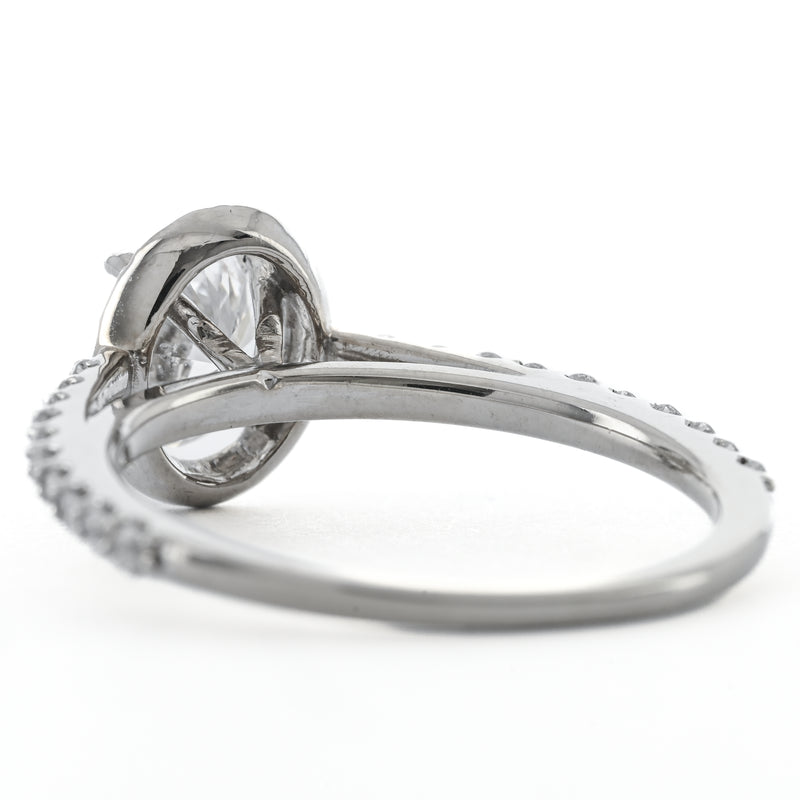 1.03CTW Oval Diamond Engagement Ring  - Halo - 14K White Gold