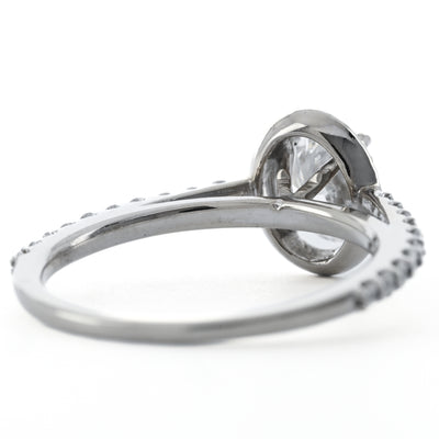 1.03CTW Oval Diamond Engagement Ring  - Halo - 14K White Gold
