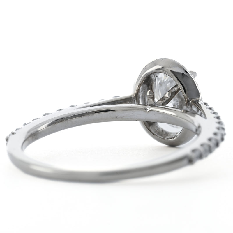 1.03CTW Oval Diamond Engagement Ring  - Halo - 14K White Gold