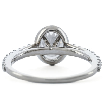1.03CTW Oval Diamond Engagement Ring  - Halo - 14K White Gold