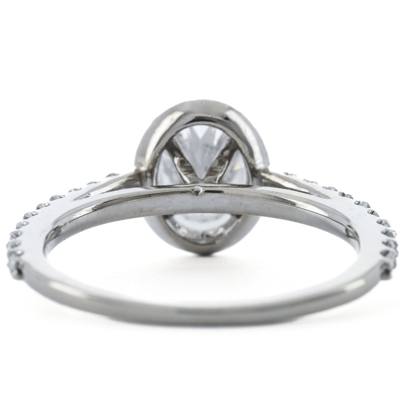 1.03CTW Oval Diamond Engagement Ring  - Halo - 14K White Gold