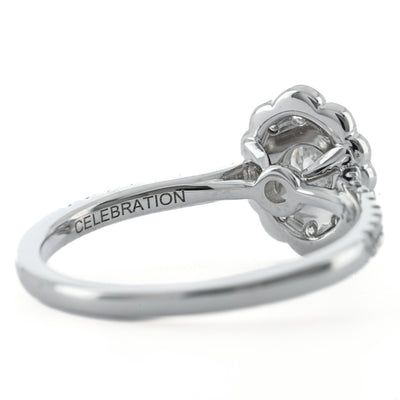 .69CTW Round Diamond Engagement Ring - Scalloped Halo - 14K White Gold