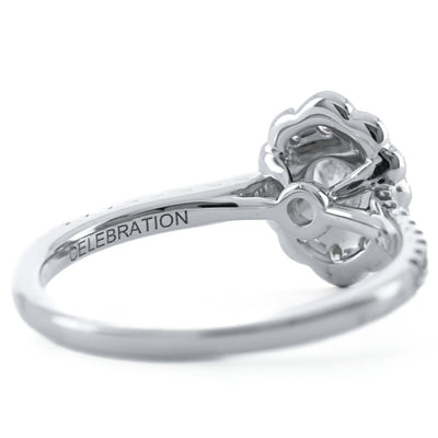 .70CTW Round Diamond Engagement Ring - Scalloped Halo - 14K White Gold