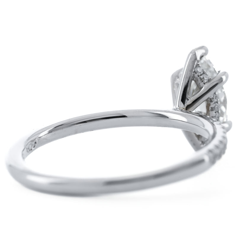 1.18CTW Marquise Diamond Enagement Ring - Hidden Halo - 14K White Gold